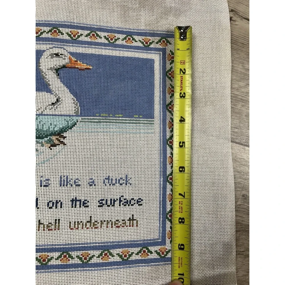 Handpainted Needlepoint Canvas A Good Hostess Is Like A Duck 18 Count